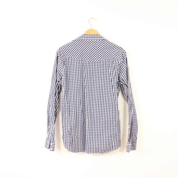 *Nove 9 Blue Plaid Mens Button Up - Picture 4 of 4